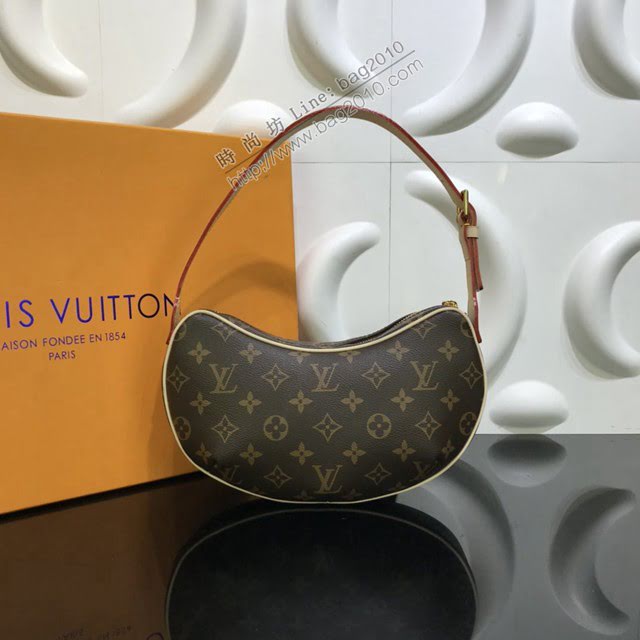 路易威登LV女包 M51510 POCHETTE CROISSANT手袋 lv中古款豌豆包 lv新款月亮包  ydh3811